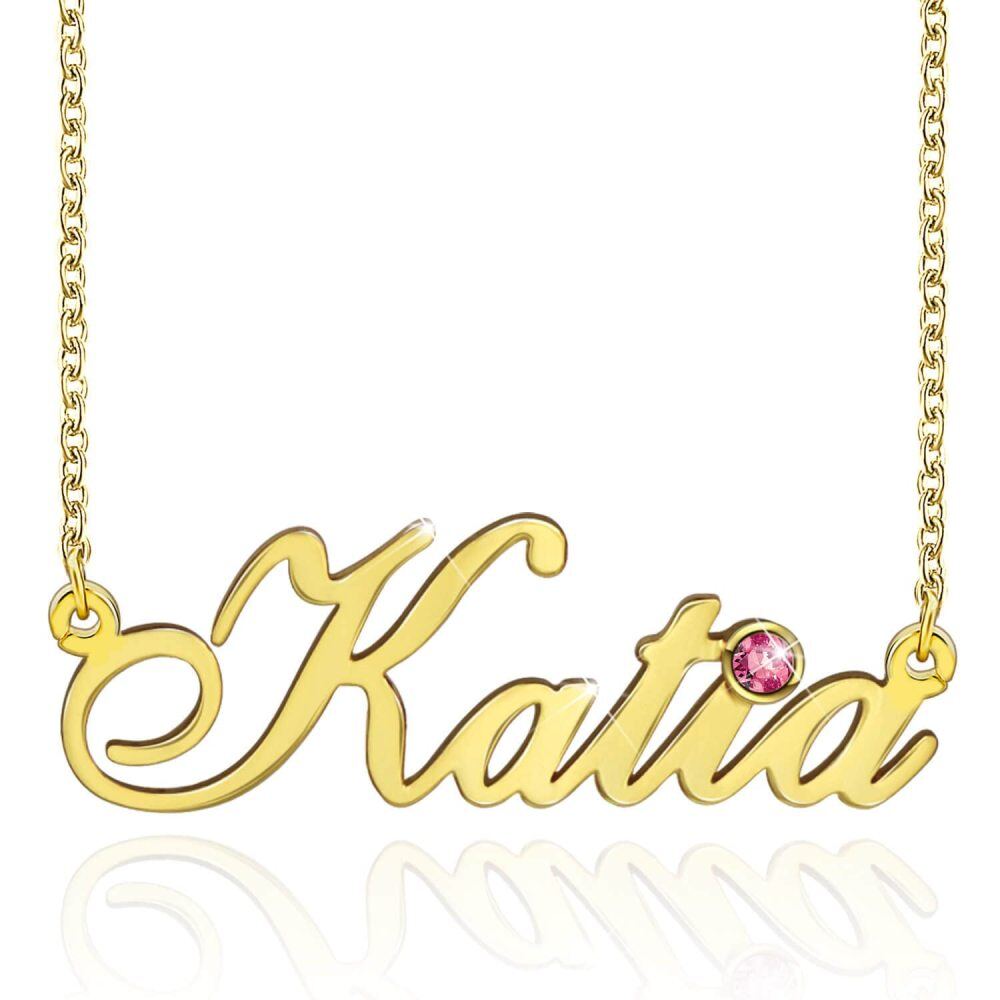 Collar de oro de 10 quilates con forma circular de cristal personalizado piedra de nacimie-3