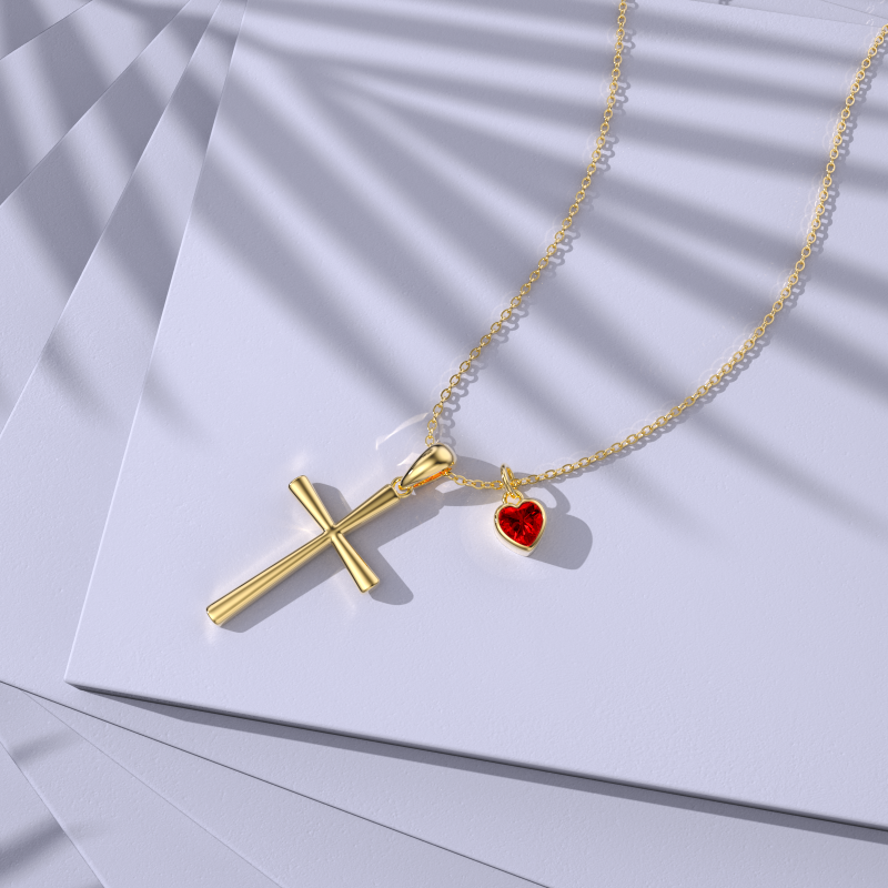 Naszyjnik z wisiorkiem z kamieniem szlachetnym w kształcie koła wykonany ze złota 10K-6