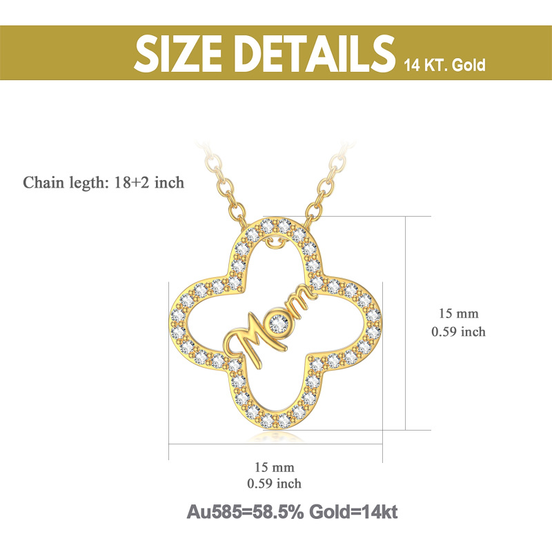 Colar com pingente de pedra de nascimento personalizado em forma circular de cristal de ouro 10K-3