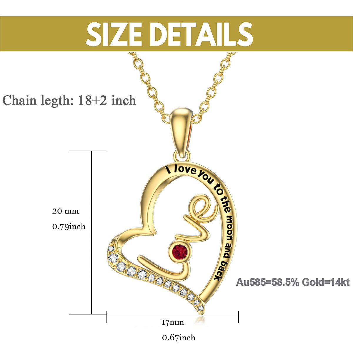 10K Gold Circular Shaped Crystal Personalized Birthstone Pendant Necklace-6