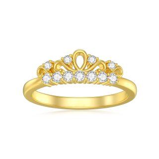 10K Gold Circular Shaped Diamond Crown Ring-4