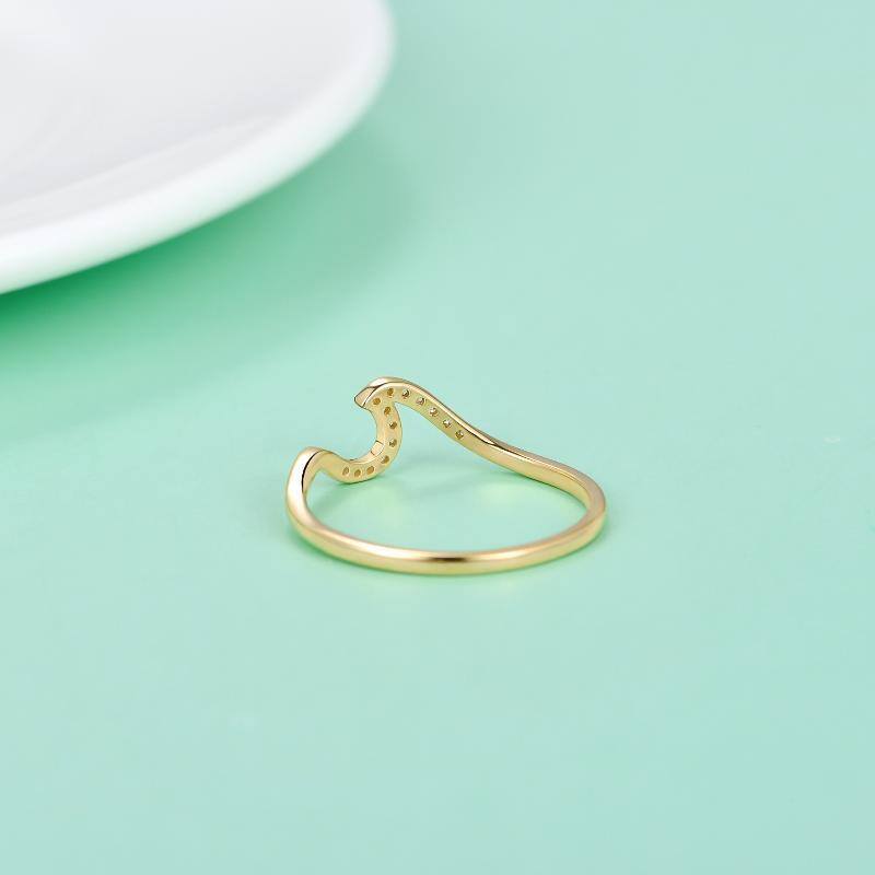 10K Gold Round Shaped Diamond Custom Personalized Sound Wave Engagement Ring 3EX IGI Certified-4