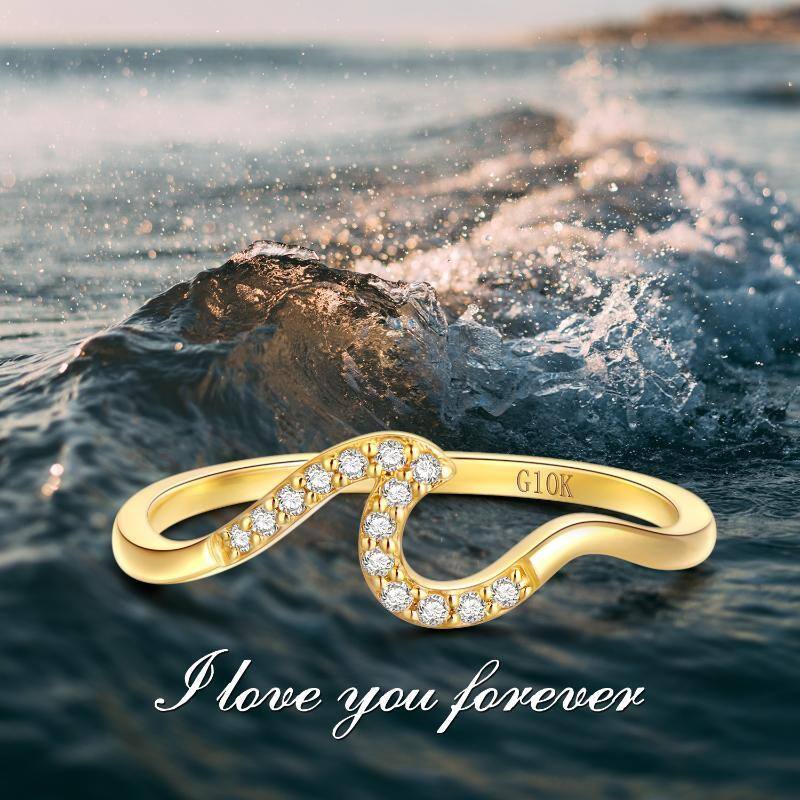 10K Gold Circular Shaped Diamond Custom Personalized Sound Wave Engagement Ring 3EX IGI Certified-6