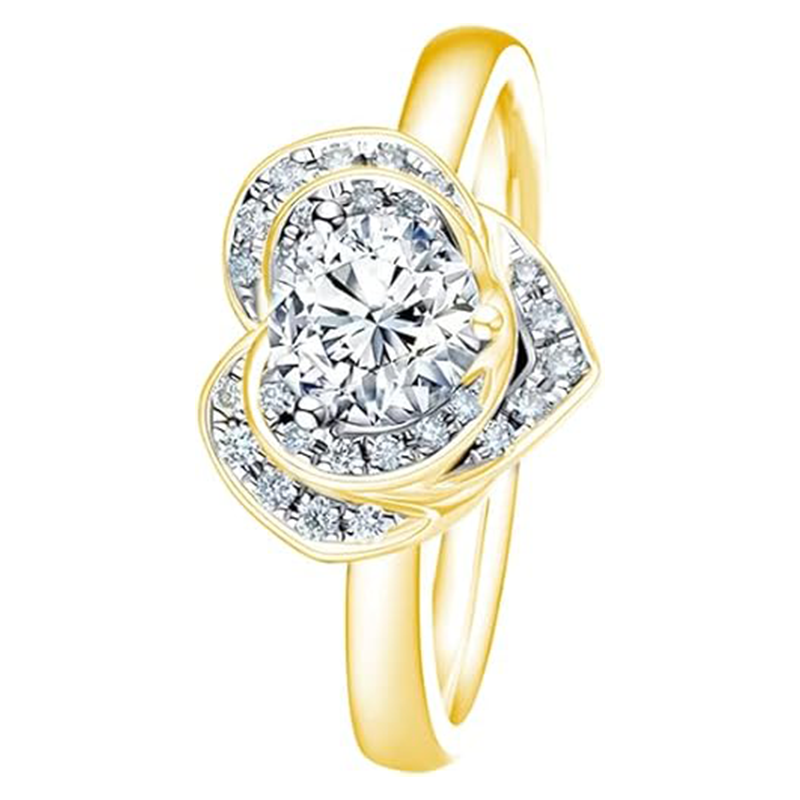 10K Gold Circular Heart Moissanite Wedding Ring For Women-2