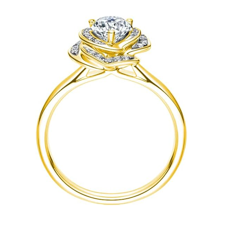 10K Gold Round Heart Moissanite Wedding Ring For Women-3