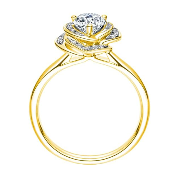 Fede nuziale in moissanite con cuore circolare in oro 10 carati per donna-3