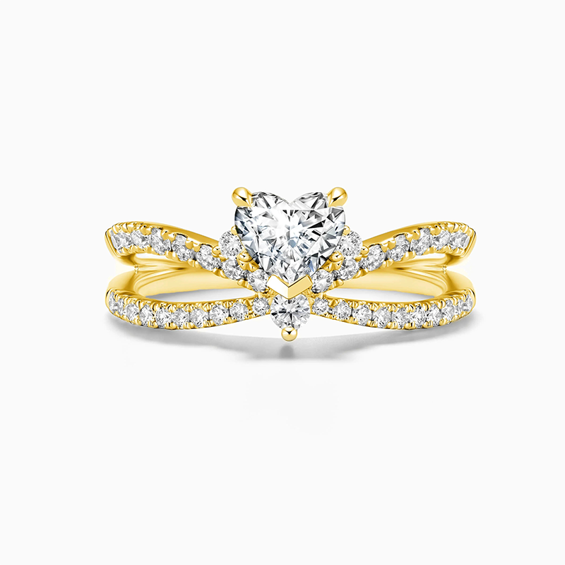 10K Gold Heart Cut Moissanite Solitaire Split Engagement Ring For Women-1