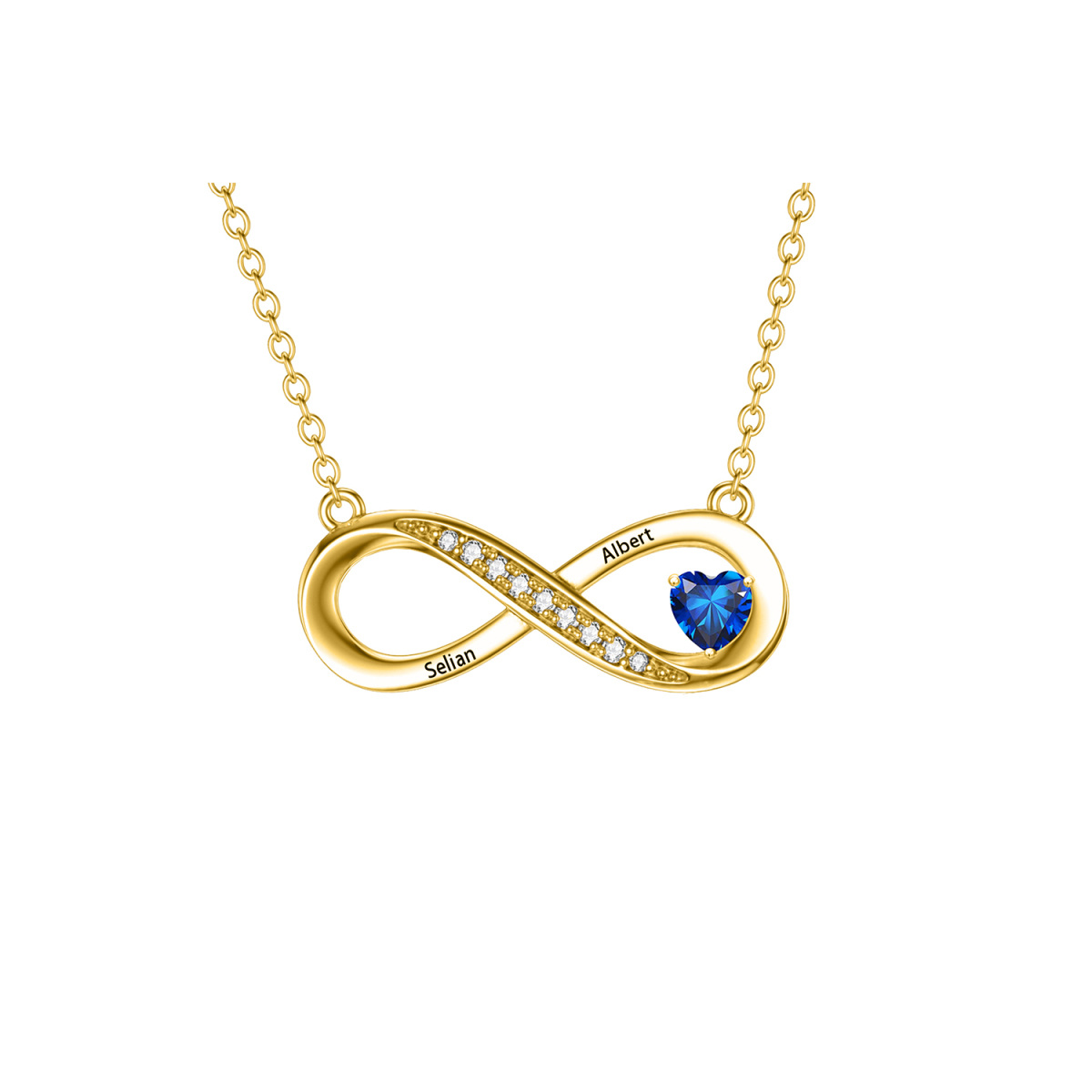 Collana con ciondolo con simbolo infinito a forma di cerchio in oro 10K con zirconi cubici-1