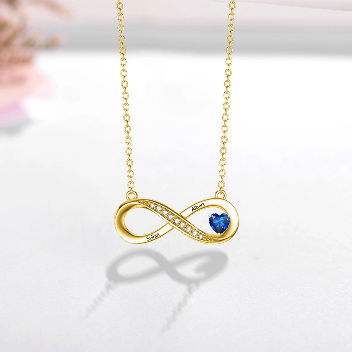 10K Gold Circular Shaped Cubic Zirconia Infinite Symbol Pendant Necklace-3