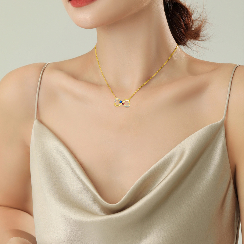 10K gouden ronde hanger met oneindig symbool van kubieke zirkonia-2