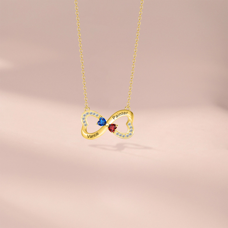 10K gouden ronde hanger met oneindig symbool van kubieke zirkonia-3