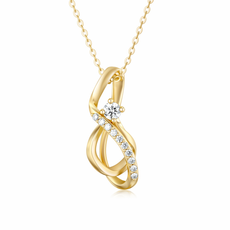 10K Gold Circular Shaped Cubic Zirconia Infinite Symbol Pendant Necklace-20