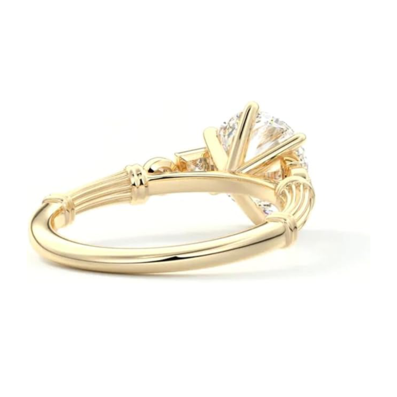 10K Gold 0.67 to 3.17 CT. T.W Round Lab Created Diamond & Moissanite Engagement Ring D Color VVS1-VS1 Clarity 3EX-3