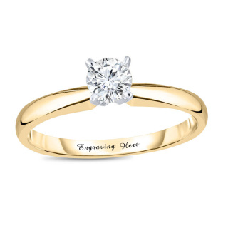 10K Gold Circular Shaped Lab Created Diamond Personalized Engraving Wedding Ring-54