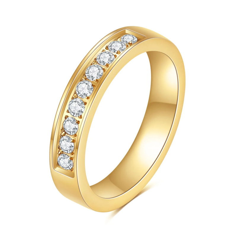 Runder, im Labor hergestellter Diamantring aus 10 Karat Gold-1