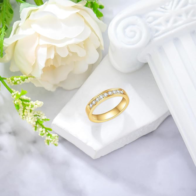 10K Gold Circular Shaped Lab Created Diamond Ring-3