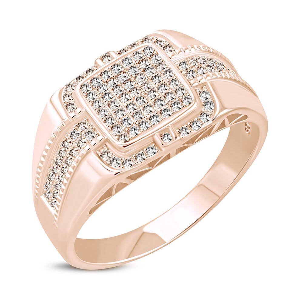 10K Gold Circular Shaped Moissanite Personalized Engraving & Square Ring for Men-3