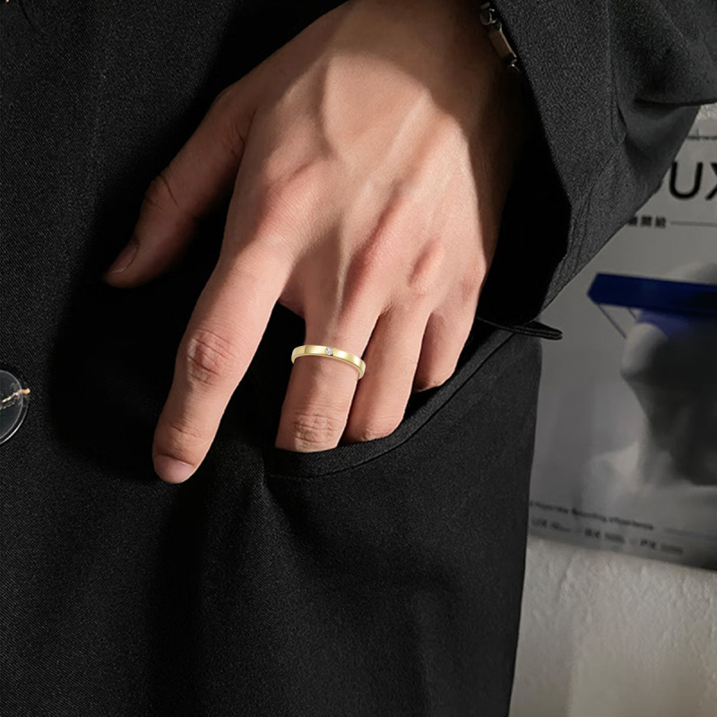 10K Gold Round Shaped Moissanite Ring for Men-2