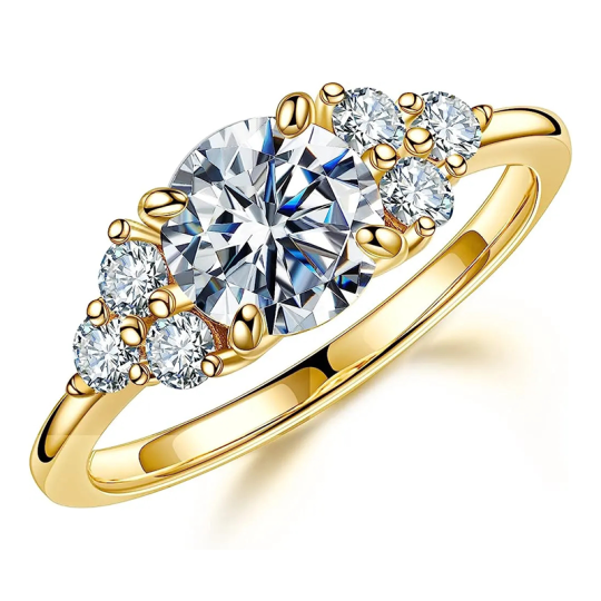 10K Gold Circular Shaped Moissanite Wedding Ring