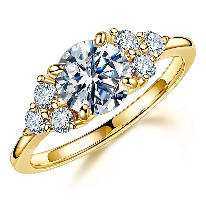 10K Gold Round Shaped Moissanite Engagement Ring-1
