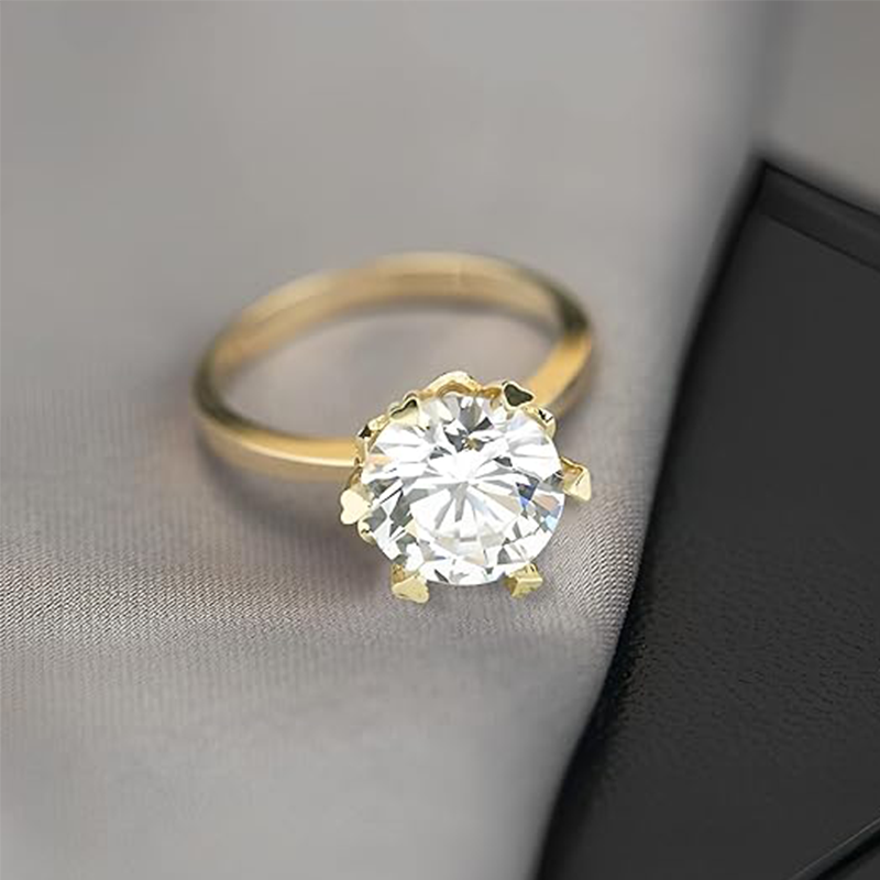 10K gouden cirkelvormige Moissanite trouwring-4