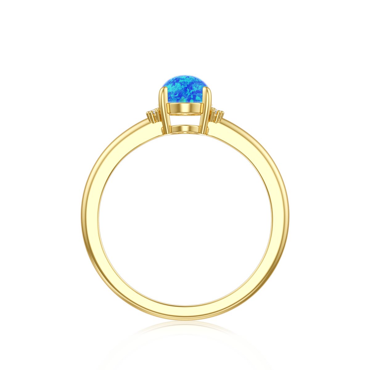 10K Gold Circular Shaped & Oval Shaped Diamond & Opal Custom Oval Shaped Wedding Ring 3EX IGI Certified-3