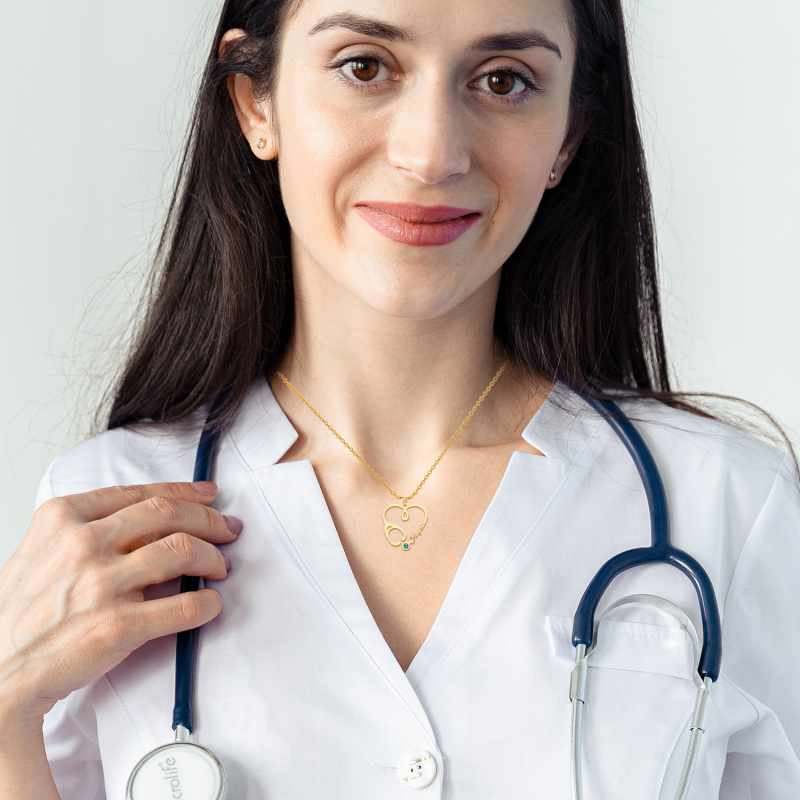 Collar colgante de oro de 10 quilates con circonitas circulares-2