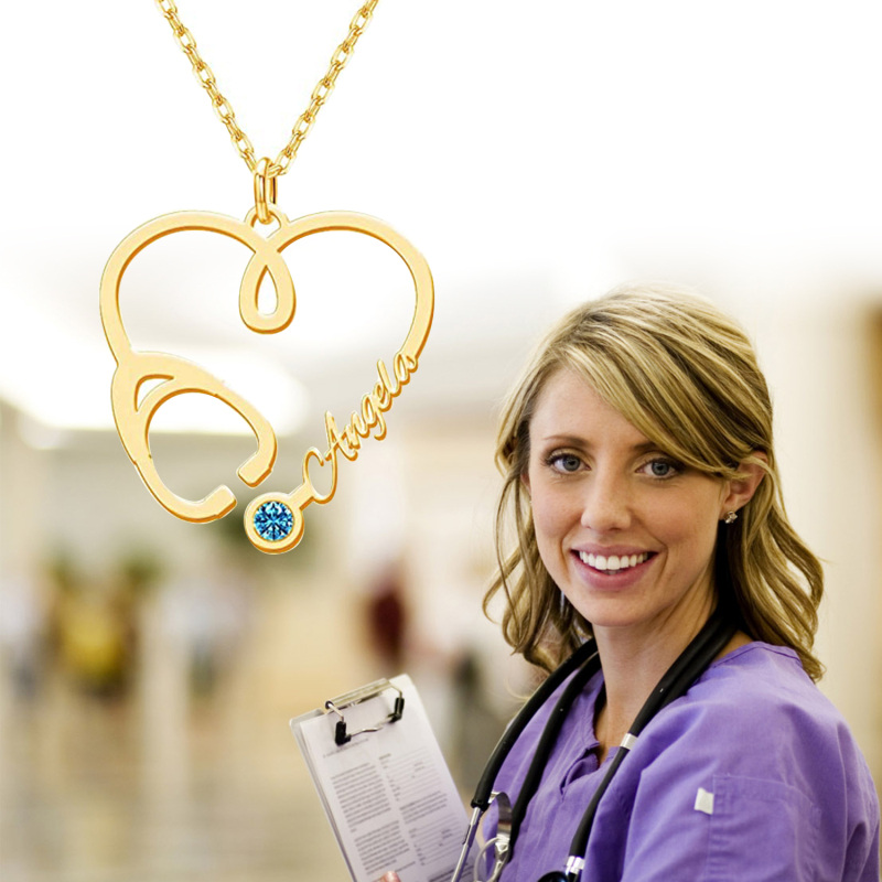 Collar colgante de oro de 10 quilates con circonitas circulares-3