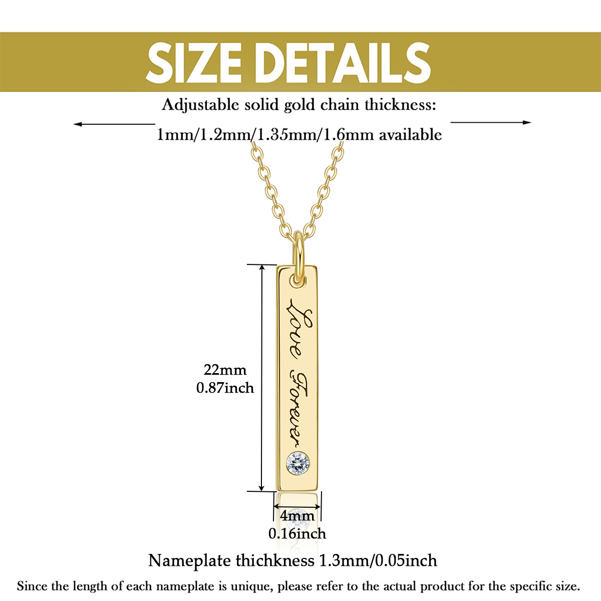 10K Gold Circular Shaped Cubic Zirconia Personalized Birthstone Bar Necklace-3