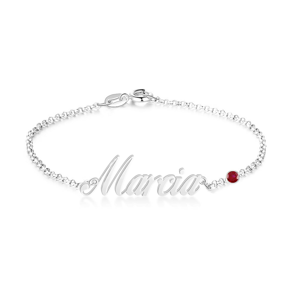 10K Gold Cubic Zirconia Personalised Birthstone Classic Name Bracelet For Women-2