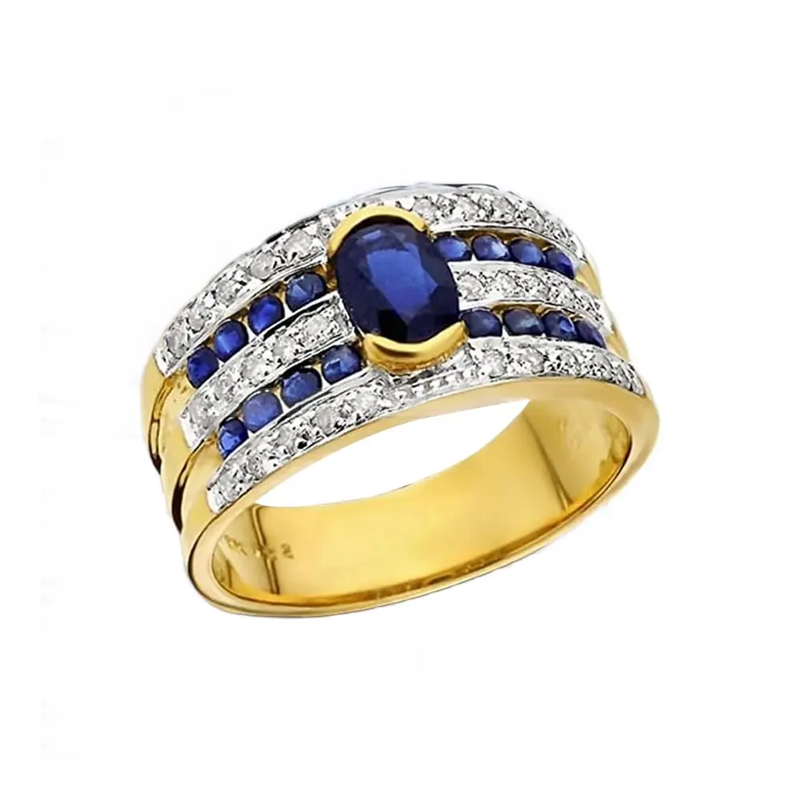 18K Gold Round Cut Cubic Zirconia Personalized Engraving Ring for Men-3