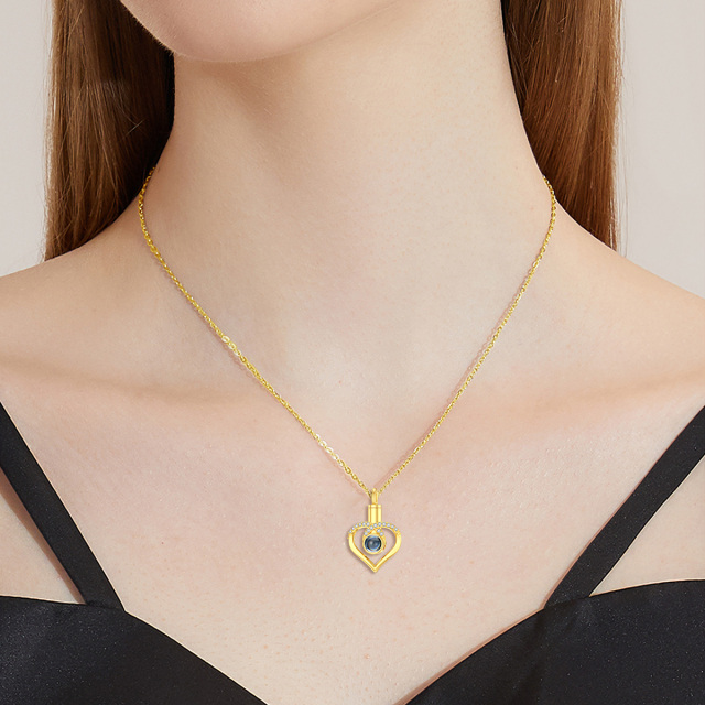 Collana con urna a cuore con proiezione personalizzata a forma circolare in oro 10 carati per ceneri-3