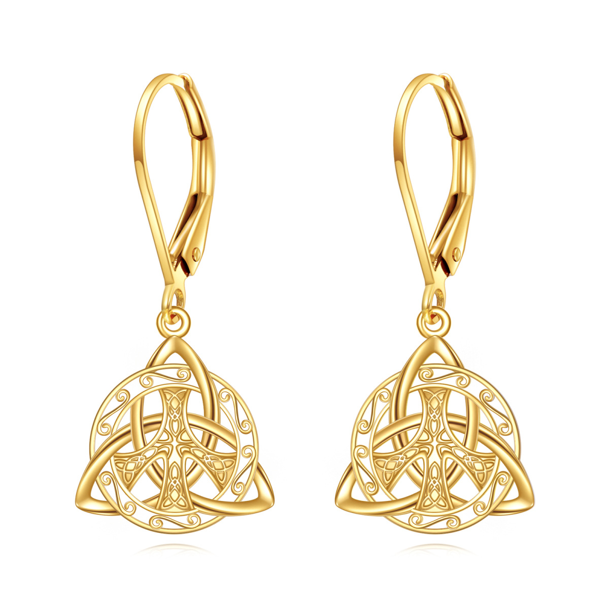 Pendientes colgantes Claddagh de oro de 10 quilates-1