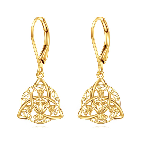 Pendientes colgantes Claddagh de oro de 10 quilates