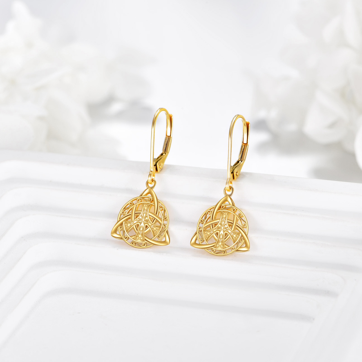 10K Gold Claddagh Drop Earrings-3