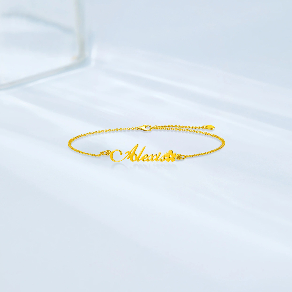 10K Gold Classic Name Charm Bracelet-3