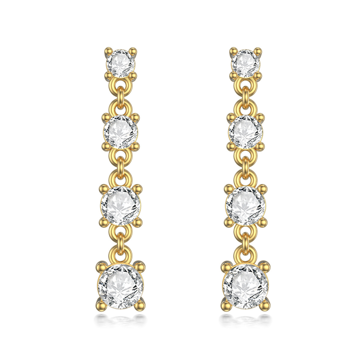 10K Gold Cubic Zirconia Couple Drop Earrings-1