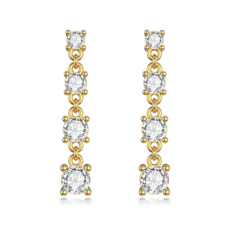 10K Gold Cubic Zirconia Couple Drop Earrings-2