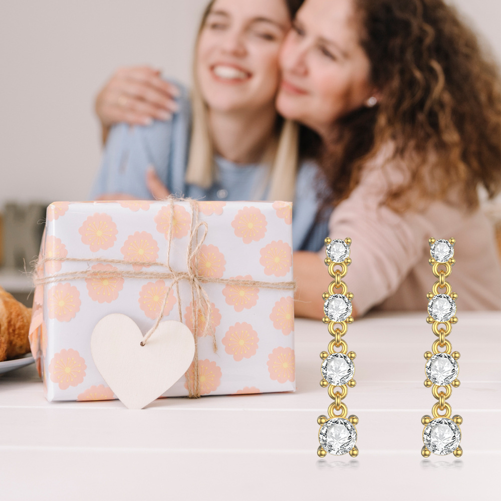10K gouden oorbellen met kubieke zirkonia's-6