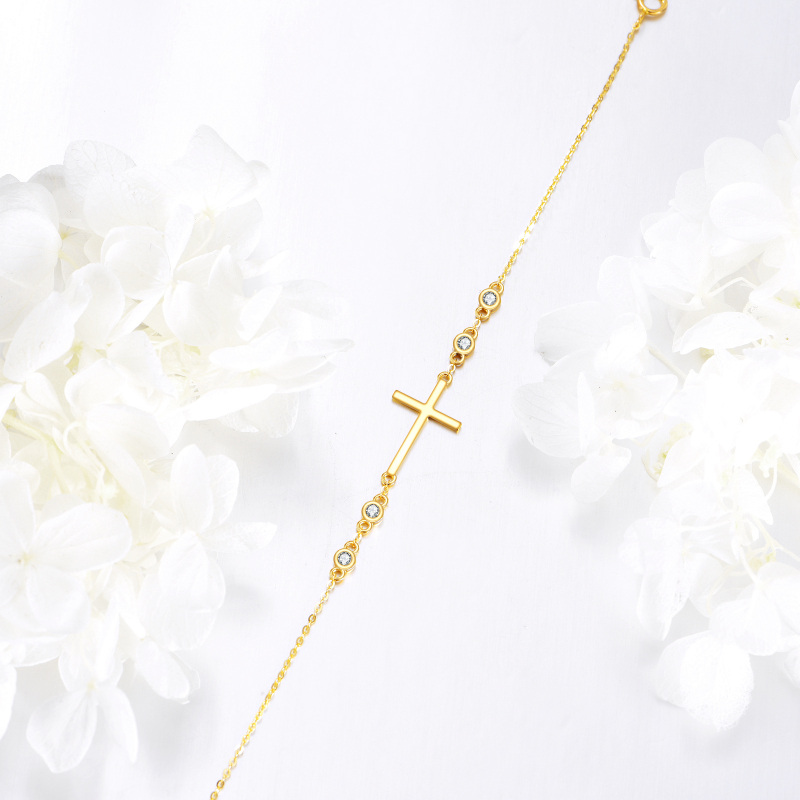 10K witgouden kruisarmband met kubieke zirkonia-4