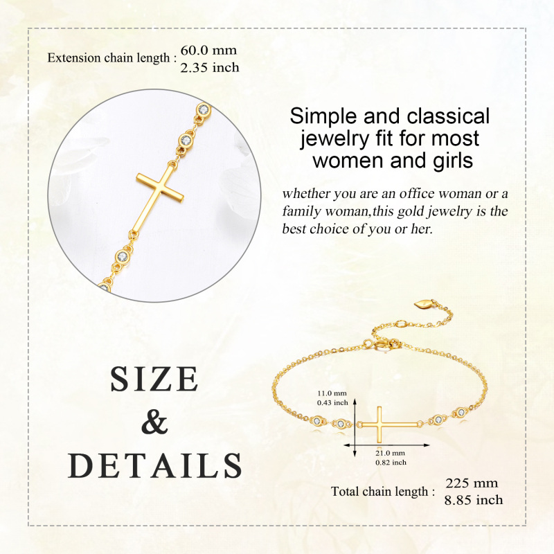 10K witgouden kruisarmband met kubieke zirkonia-5