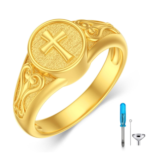 10K Gold Cross Ring-3