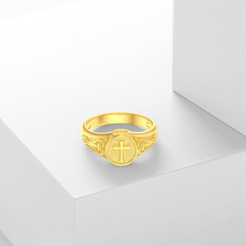 10K Gold Cross Ring-3