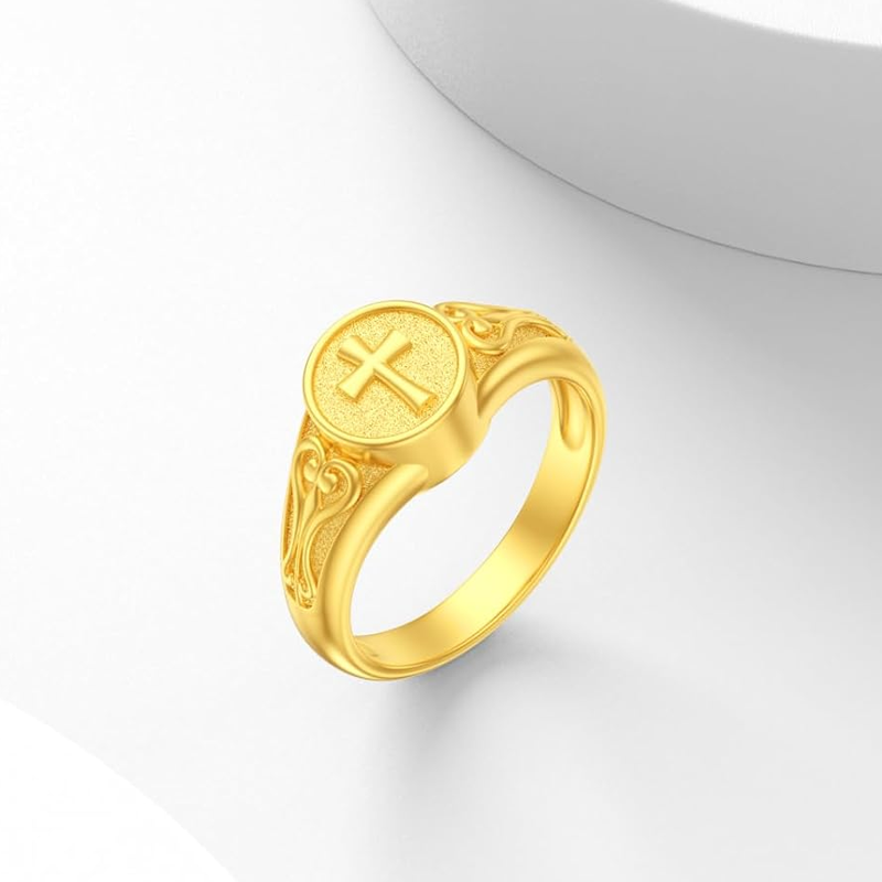 10K White Gold Cross Ring-4