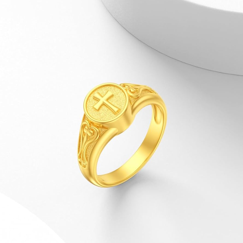 10K Gold Cross Ring-4