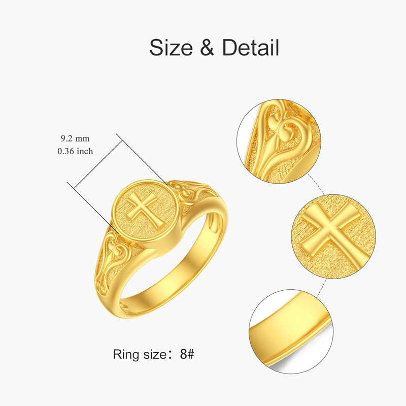 10K White Gold Cross Ring-5