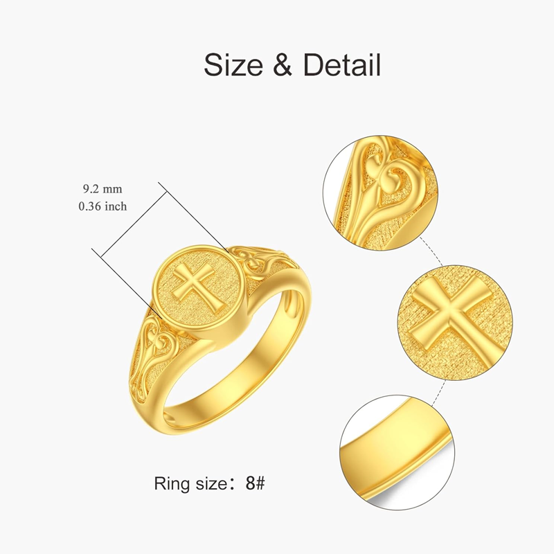 10K Gold Cross Ring-5