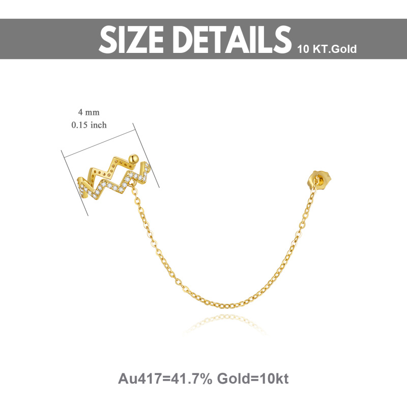 10K Gold Cubic Zirconia Crown Cuff Earrings-5