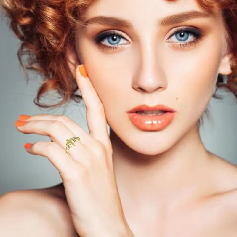 خاتم صليب كريستالي من الذهب الأبيض عيار 10 قيراط-2