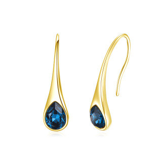 10K Gold Crystal Drop Shape Drop Earrings-1